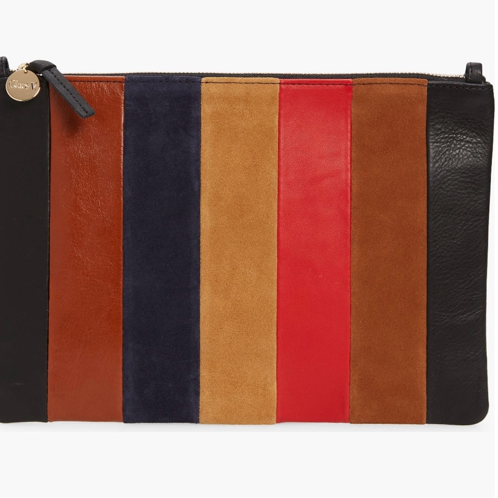 Clare V Multicolor Striped Patchwork Clutch with tabs - excellent condition